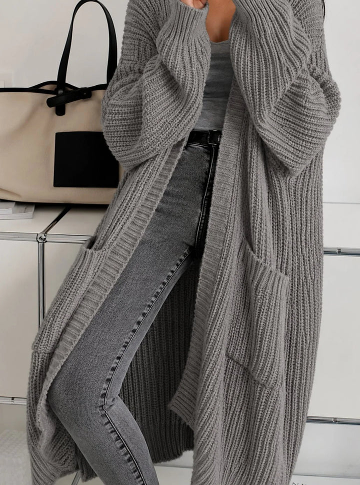 Elisabeth | Damen Oversized Strickjacke lang mit Taschen 0