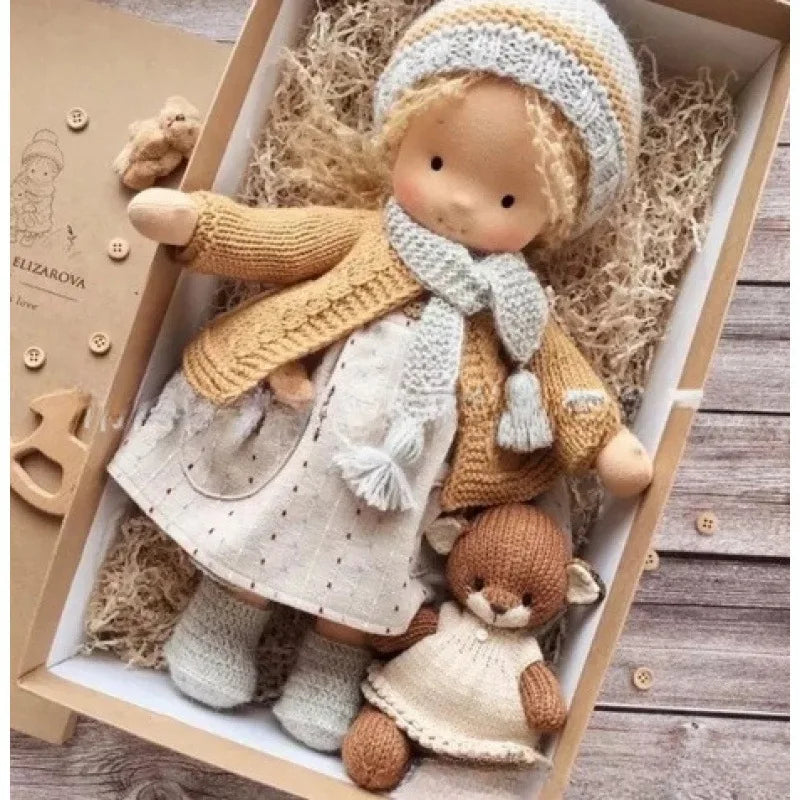 Elise | Handmade Waldorf Plush Doll – Soft Cotton Toy with Fabric Box | Sweet & Snuggly | For Children’s Birthday & Daily Fun 10