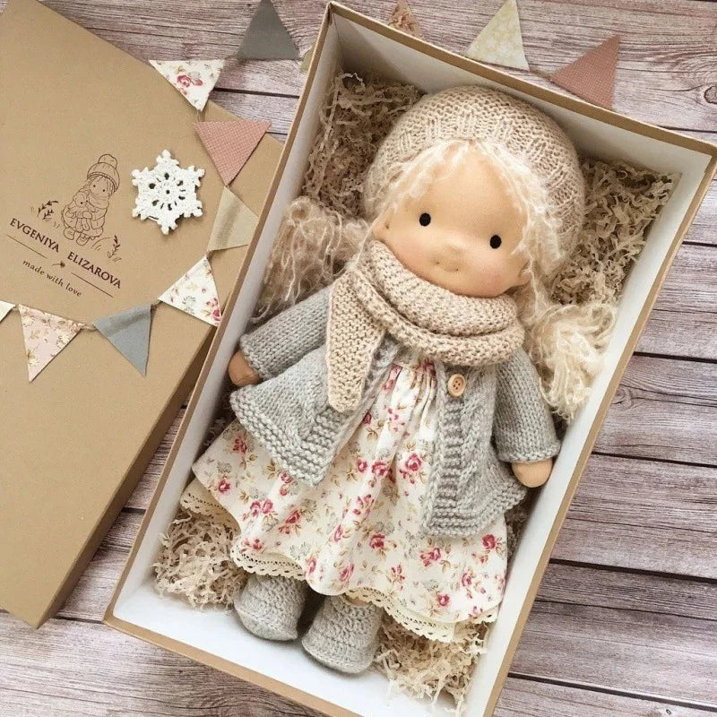 Elise | Handmade Waldorf Plush Doll – Soft Cotton Toy with Fabric Box | Sweet & Snuggly | For Children’s Birthday & Daily Fun 11