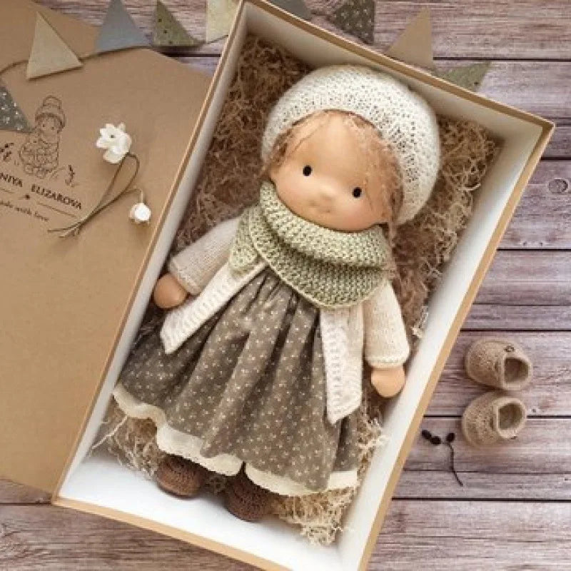 Elise | Handmade Waldorf Plush Doll – Soft Cotton Toy with Fabric Box | Sweet & Snuggly | For Children’s Birthday & Daily Fun 13