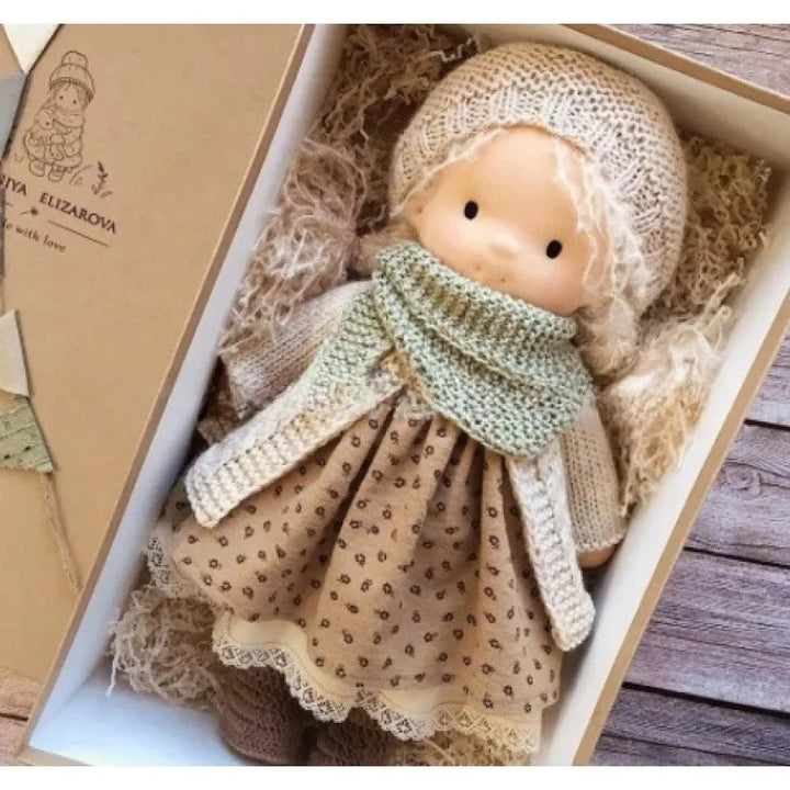 Elise | Handmade Waldorf Plush Doll – Soft Cotton Toy with Fabric Box | Sweet & Snuggly | For Children’s Birthday & Daily Fun 16