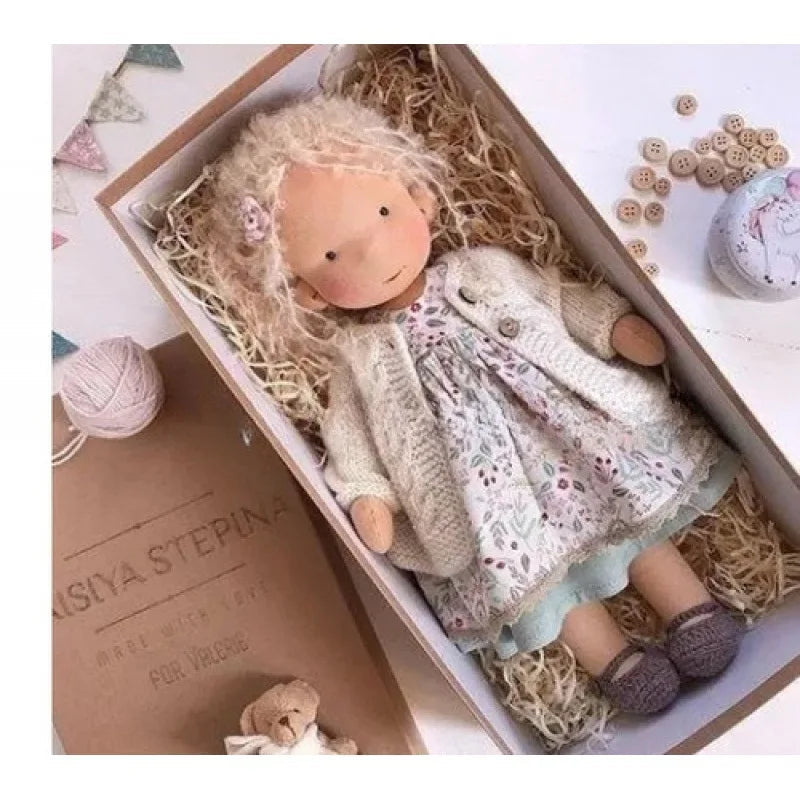 Elise | Handmade Waldorf Plush Doll – Soft Cotton Toy with Fabric Box | Sweet & Snuggly | For Children’s Birthday & Daily Fun 19