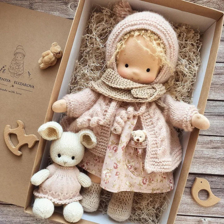 Elise | Handmade Waldorf Plush Doll – Soft Cotton Toy with Fabric Box | Sweet & Snuggly | For Children’s Birthday & Daily Fun 21