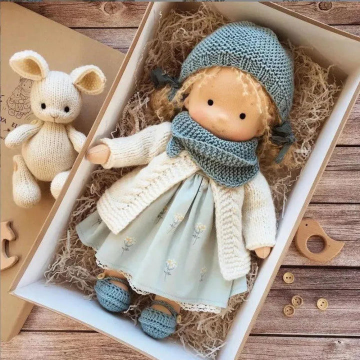Elise | Handmade Waldorf Plush Doll – Soft Cotton Toy with Fabric Box | Sweet & Snuggly | For Children’s Birthday & Daily Fun 26