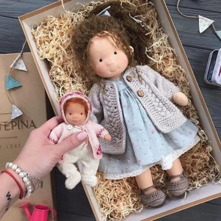 Elise | Handmade Waldorf Plush Doll – Soft Cotton Toy with Fabric Box | Sweet & Snuggly | For Children’s Birthday & Daily Fun 28