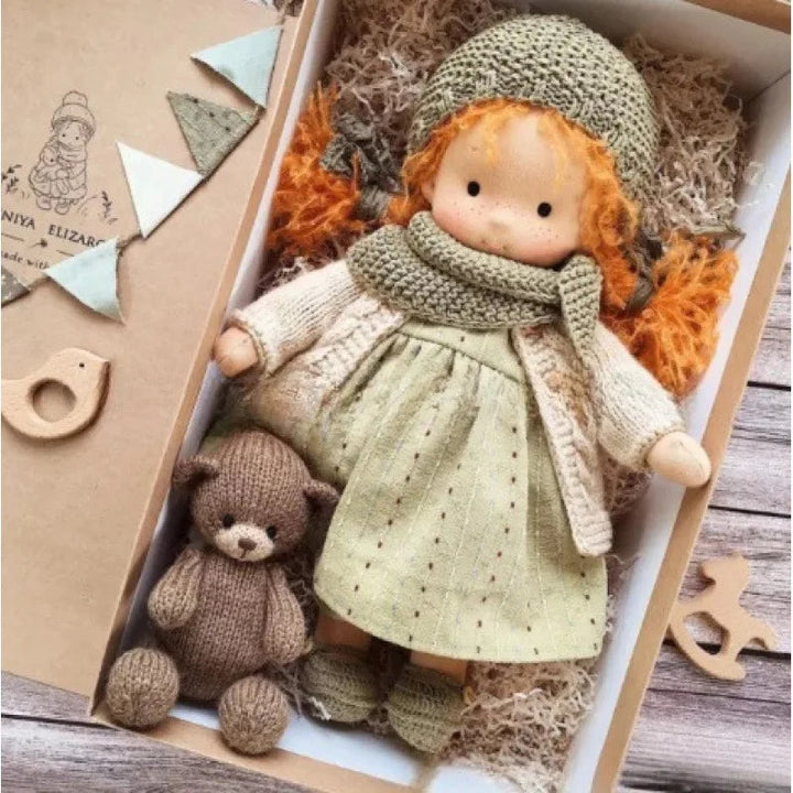 Elise | Handmade Waldorf Plush Doll – Soft Cotton Toy with Fabric Box | Sweet & Snuggly | For Children’s Birthday & Daily Fun 29