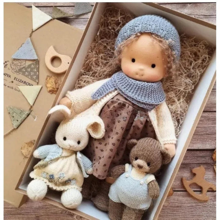 Elise | Handmade Waldorf Plush Doll – Soft Cotton Toy with Fabric Box | Sweet & Snuggly | For Children’s Birthday & Daily Fun 32