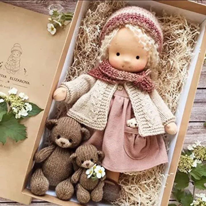 Elise | Handmade Waldorf Plush Doll – Soft Cotton Toy with Fabric Box | Sweet & Snuggly | For Children’s Birthday & Daily Fun 34