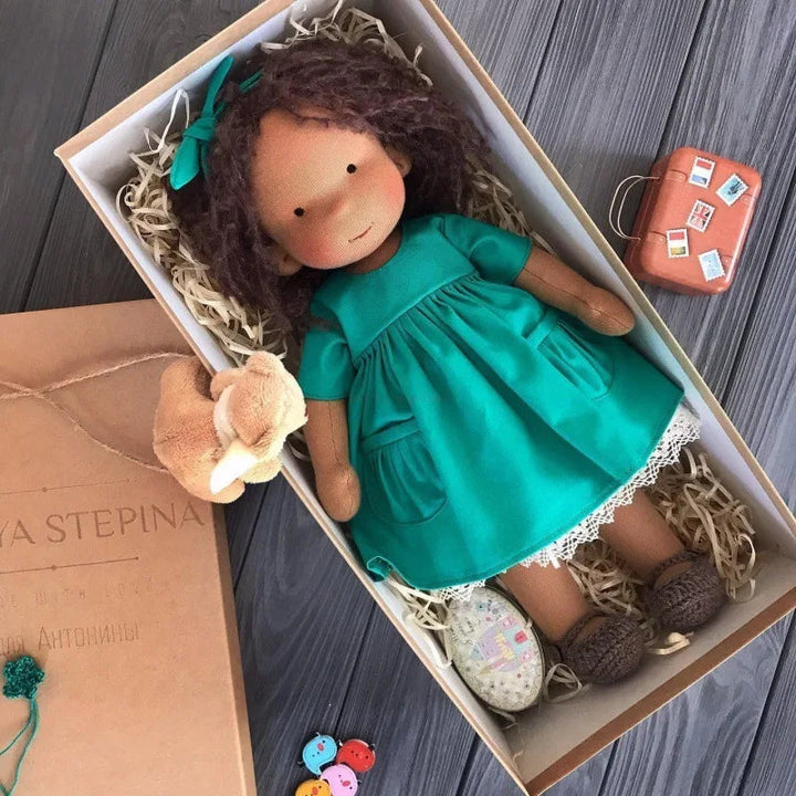 Elise | Handmade Waldorf Plush Doll – Soft Cotton Toy with Fabric Box | Sweet & Snuggly | For Children’s Birthday & Daily Fun 35