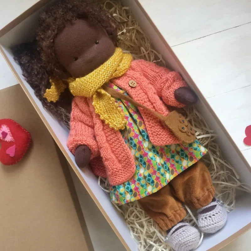 Elise | Handmade Waldorf Plush Doll – Soft Cotton Toy with Fabric Box | Sweet & Snuggly | For Children’s Birthday & Daily Fun 36