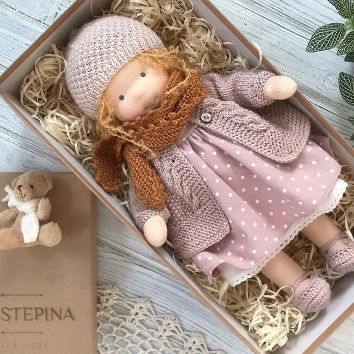 Elise | Handmade Waldorf Plush Doll – Soft Cotton Toy with Fabric Box | Sweet & Snuggly | For Children’s Birthday & Daily Fun 40