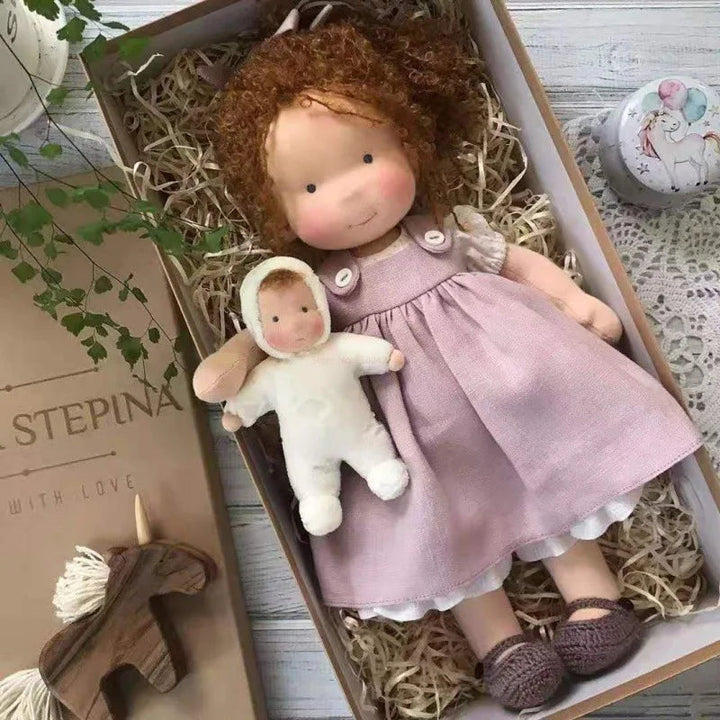 Elise | Handmade Waldorf Plush Doll – Soft Cotton Toy with Fabric Box | Sweet & Snuggly | For Children’s Birthday & Daily Fun 8