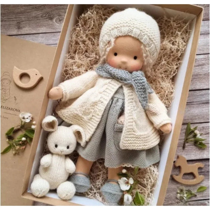Elise | Handmade Waldorf Plush Doll – Soft Cotton Toy with Fabric Box | Sweet & Snuggly | For Children’s Birthday & Daily Fun 9