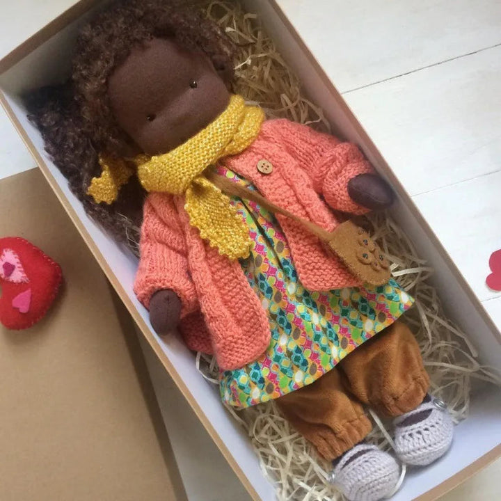 Emma | Handmade Cotton Plush Doll – Waldorf Soft Toy with Fabric Box | Adorable & Cuddly | For Kids’ Birthday & Everyday Fun 6