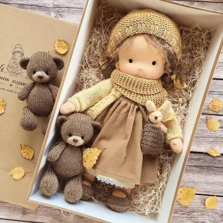 Emma | Handmade Cotton Plush Doll – Waldorf Soft Toy with Fabric Box | Adorable & Cuddly | For Kids’ Birthday & Everyday Fun 8