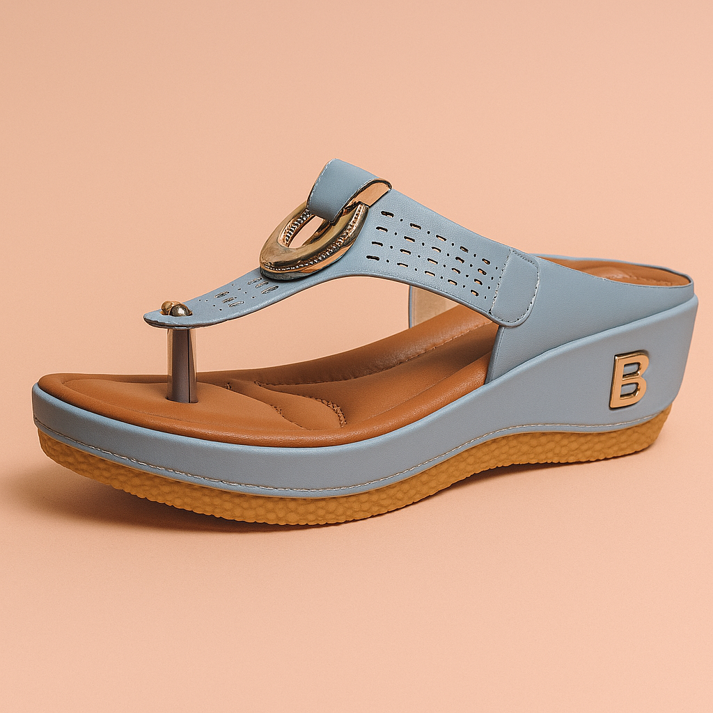 Ewa | Stylish wedge sandals with a decorative buckle 4