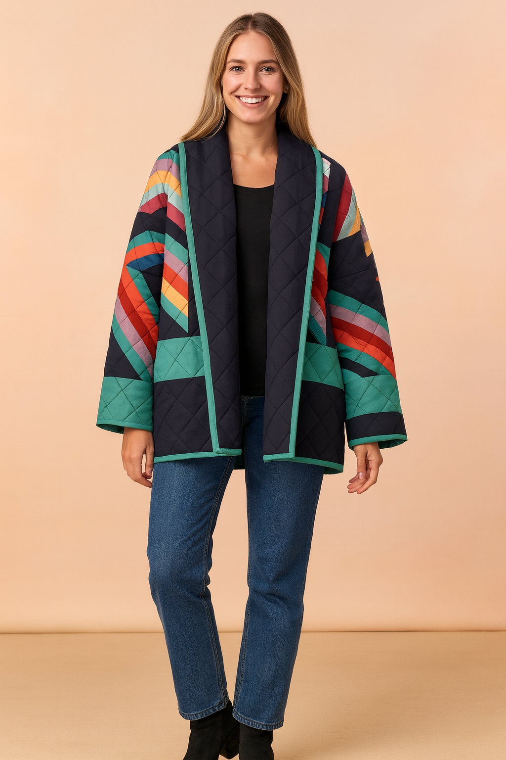 Ewelina | Quilted jacket with a geometric pattern 0