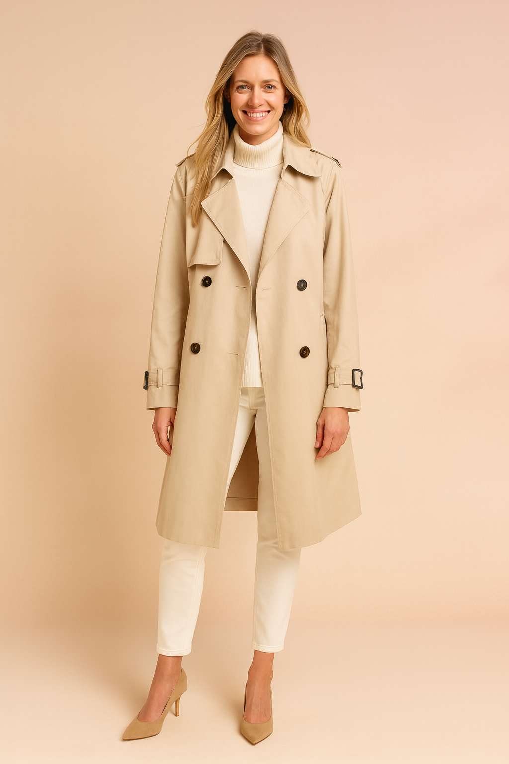 Ewelina | Short double-breasted trench coat 1
