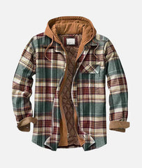 Men's Checked Jacket with Zipper Hood