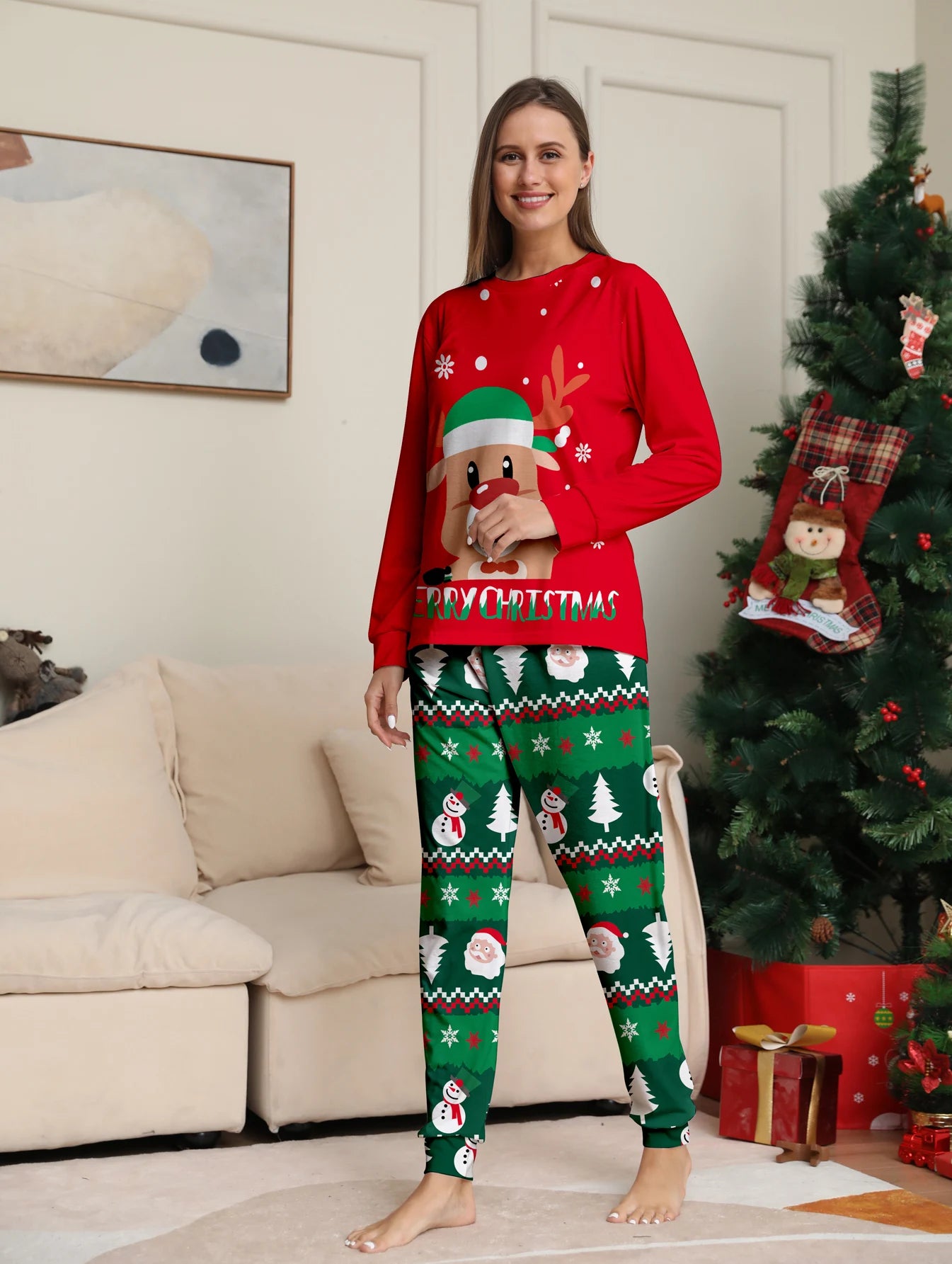 Family Matching Christmas Pajamas Set for Women and Kids Cotton 5