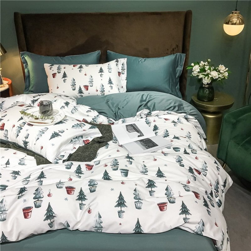 FestiveDream – Cozy Christmas Bedding Set with Snowflake Print 4