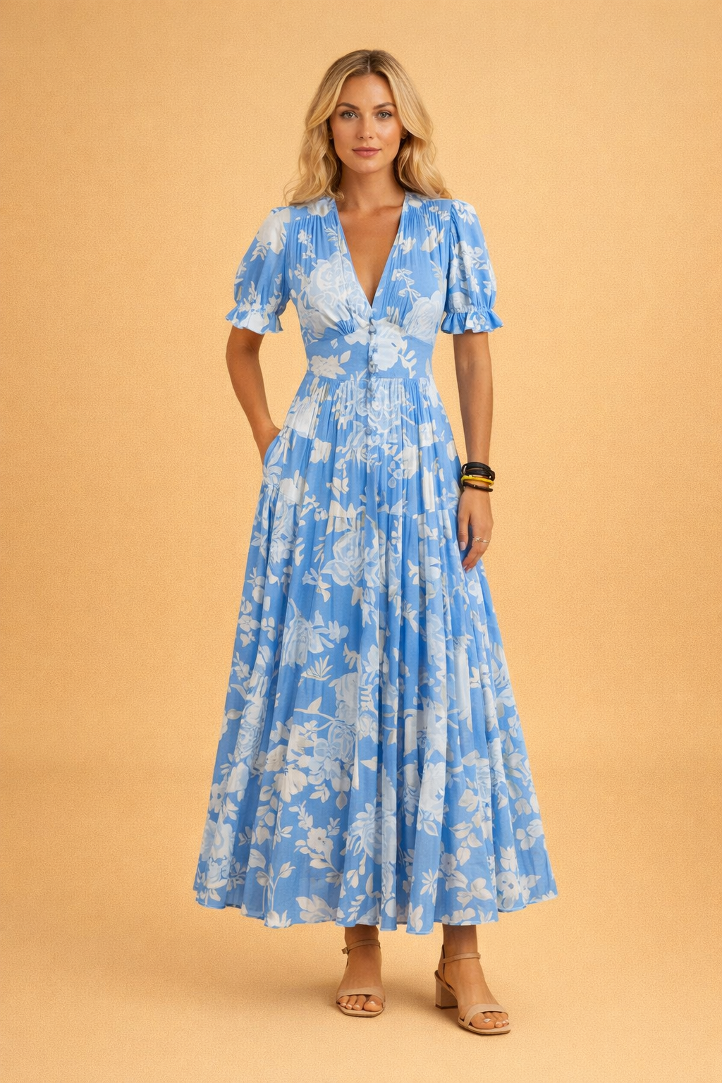 Fiore | Flowy Floral Maxi Dress with V-Neck 2