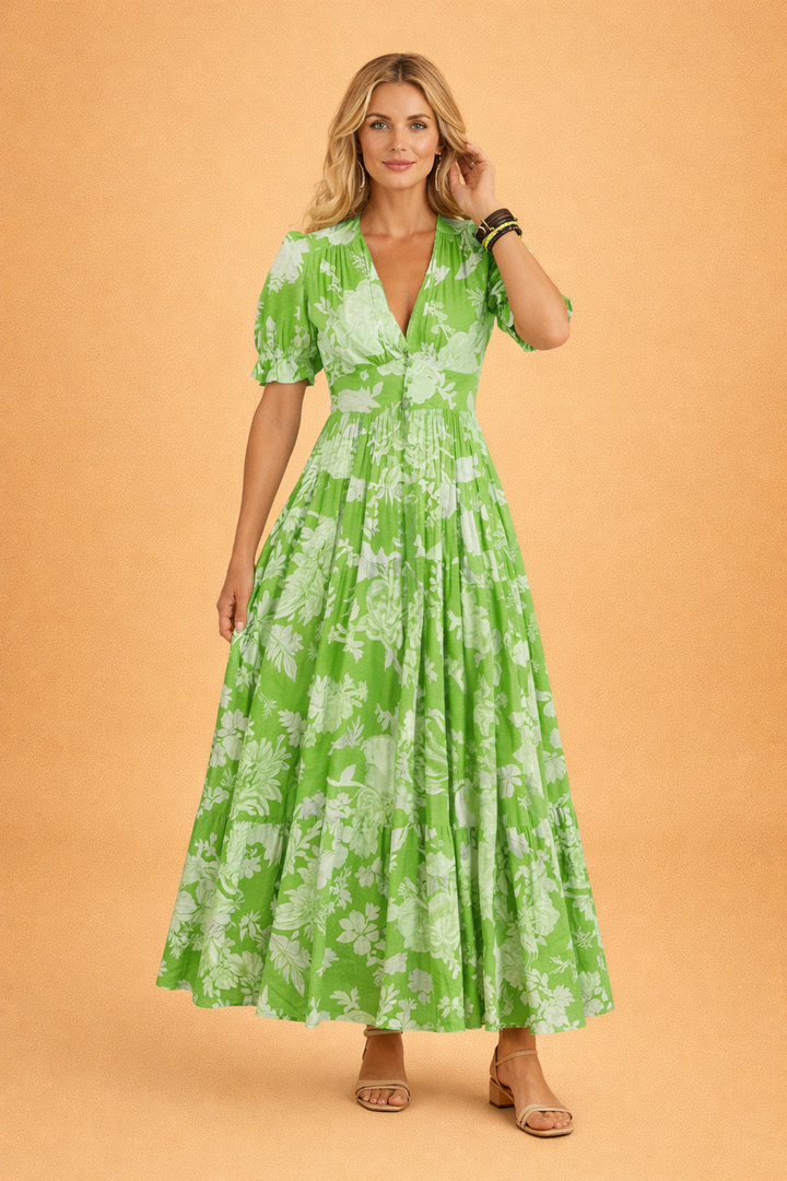 Fiore | Flowy Floral Maxi Dress with V-Neck 3