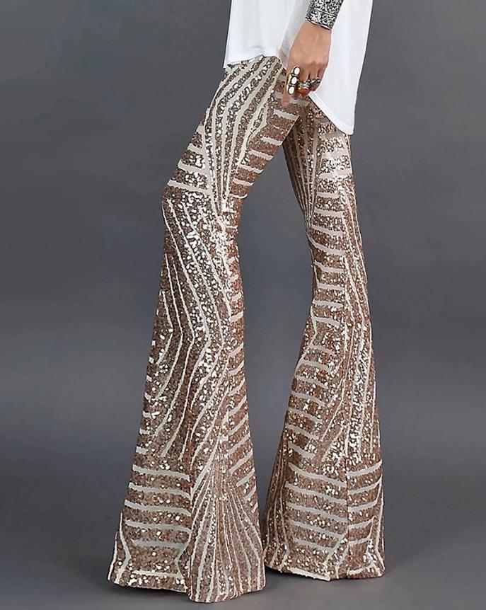 Flared sequined trousers for women | New Year 0
