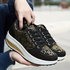 Floral Lace-Up Platform Sneakers for Women – Stylish & Comfortable 0