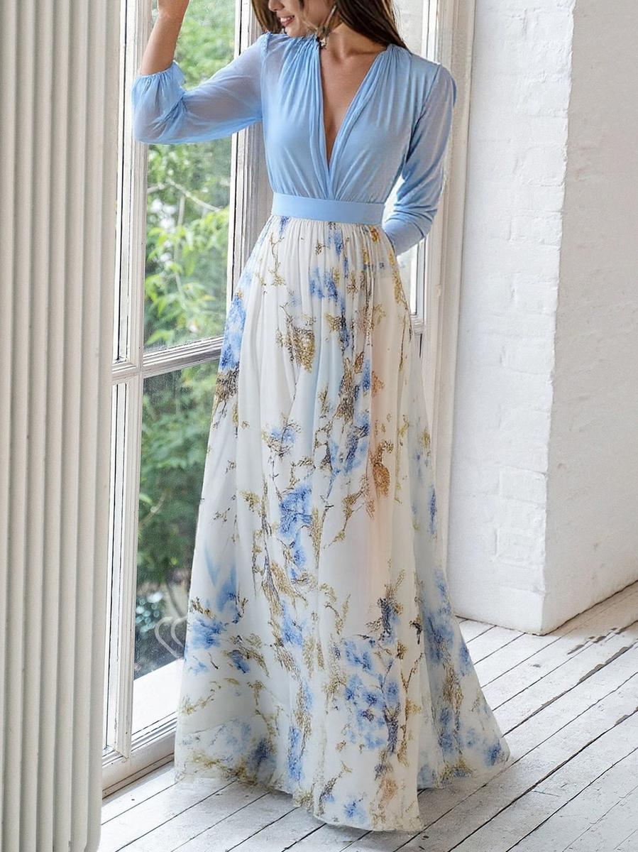 Floral Maxi Dress for Women - Elegant Summer Dresses with Flattering V-Neck and Loose Fit 2