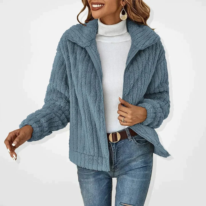 Frieda | Damen Flauschiger Oversized Reißverschluss Cardigan 1