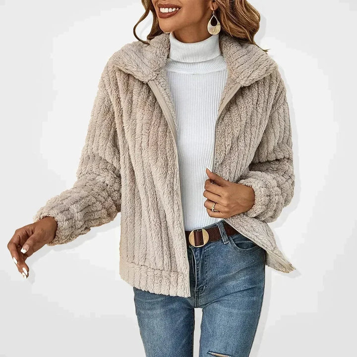 Frieda | Damen Flauschiger Oversized Reißverschluss Cardigan 2