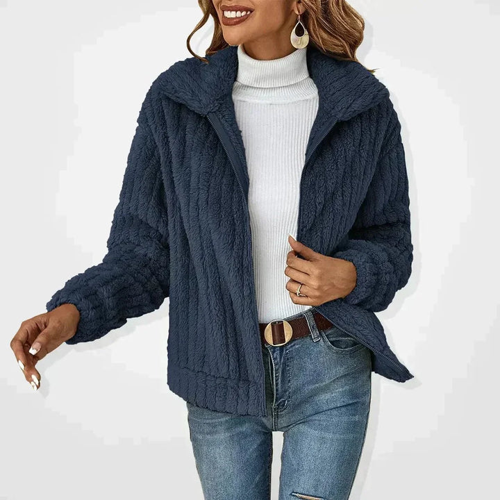 Frieda | Damen Flauschiger Oversized Reißverschluss Cardigan 3