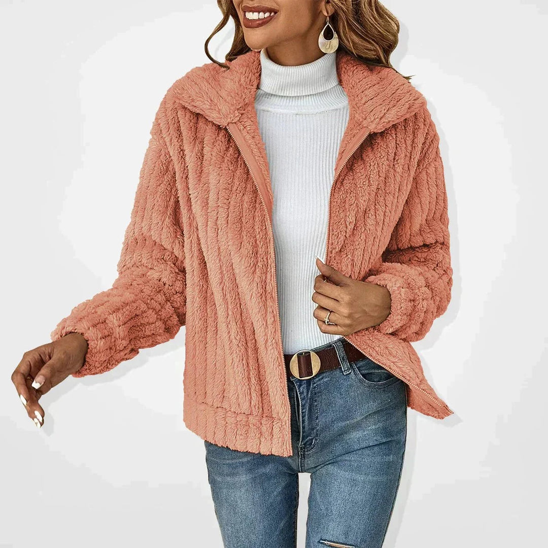 Frieda | Damen Flauschiger Oversized Reißverschluss Cardigan 4