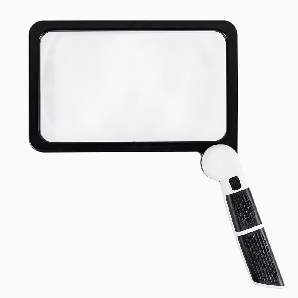 Full Page Handheld Magnifying Glass 5x Magnification, LED Lighted Magnifying Glass with 3 Modes, Ideal for Reading Books and Seniors 0