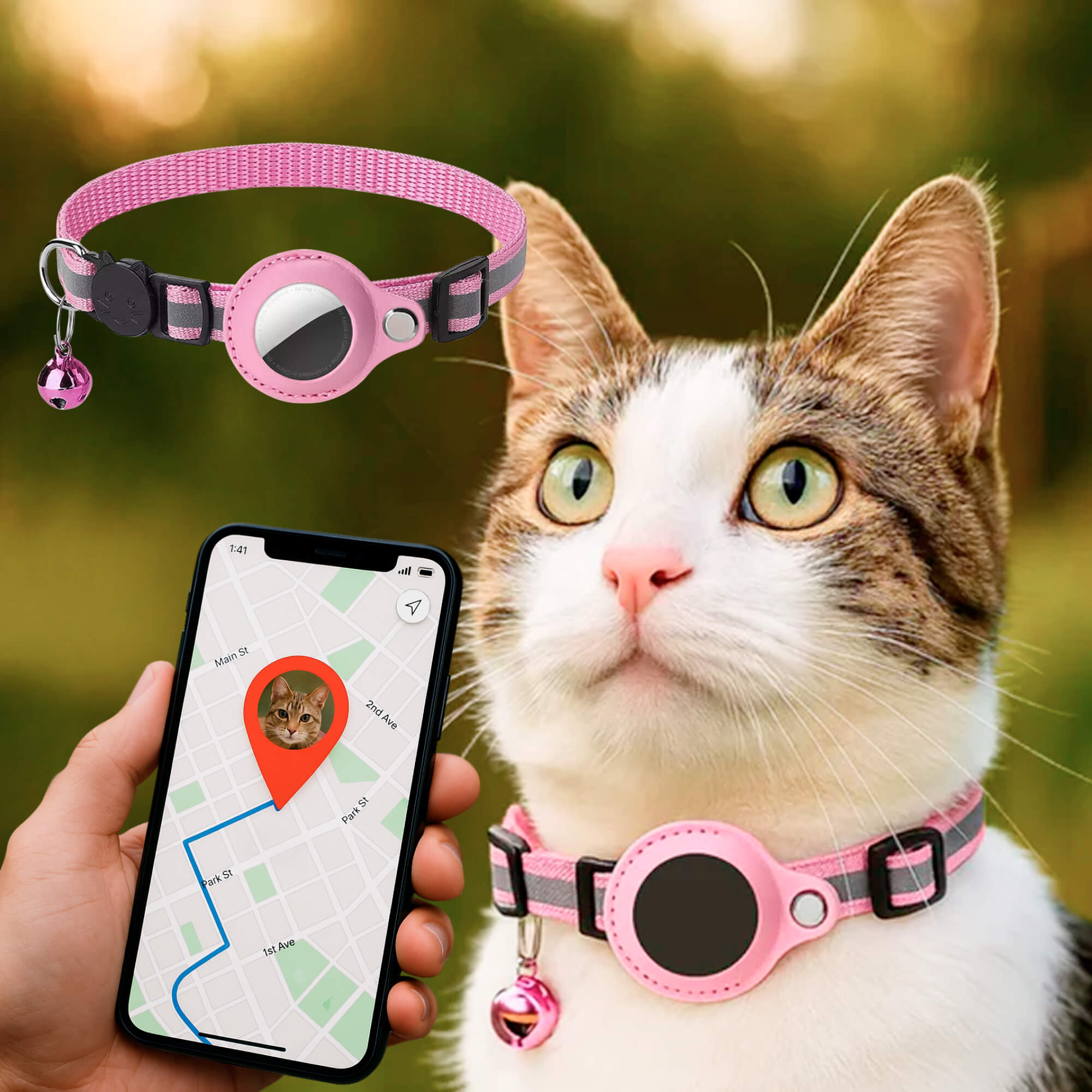 GPS Cat Tracker Collar with Quick Release, Reflective Design, Durable Nylon for Outdoor Safety and Comfort 11
