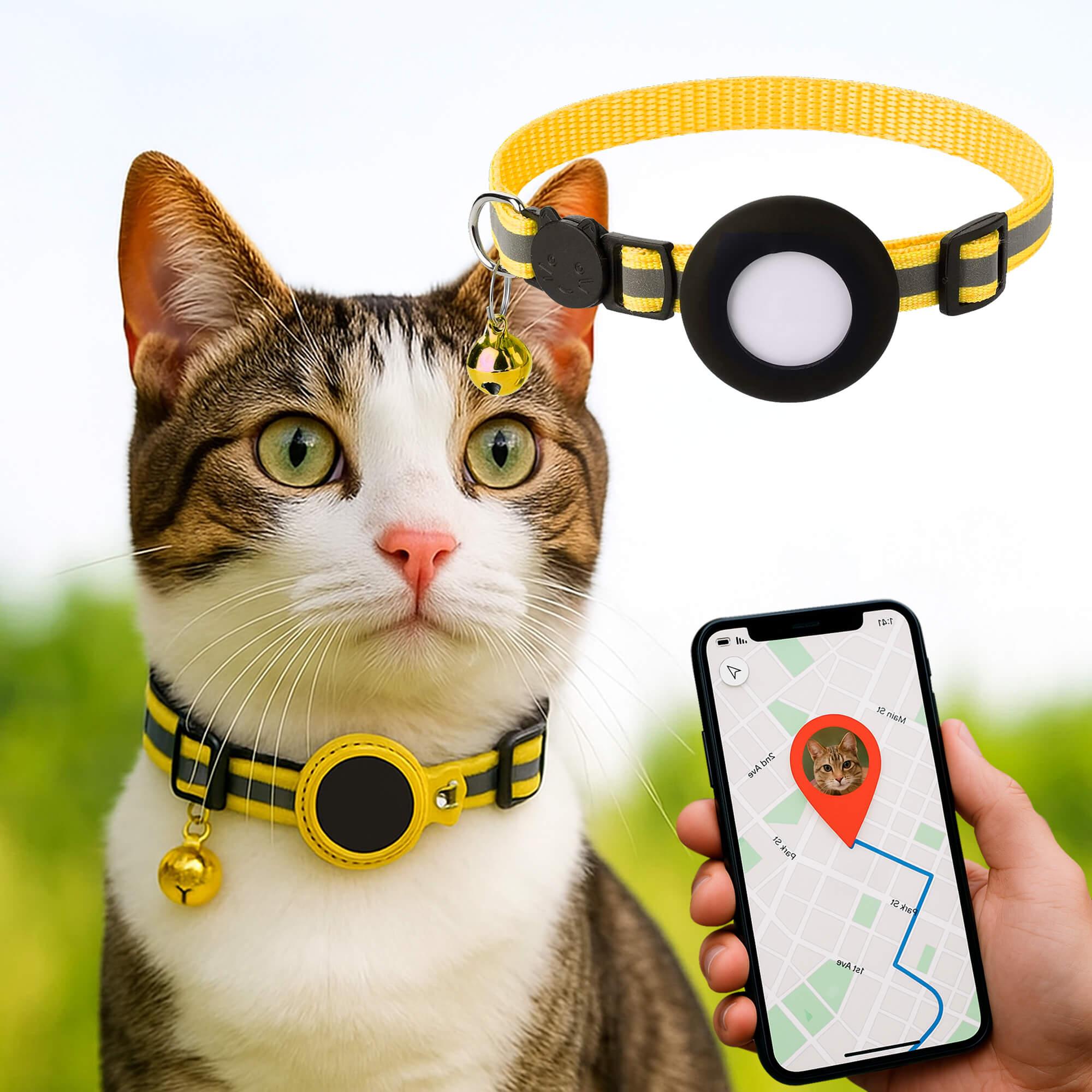 GPS Cat Tracker Collar with Quick Release, Reflective Design, Durable Nylon for Outdoor Safety and Comfort 13