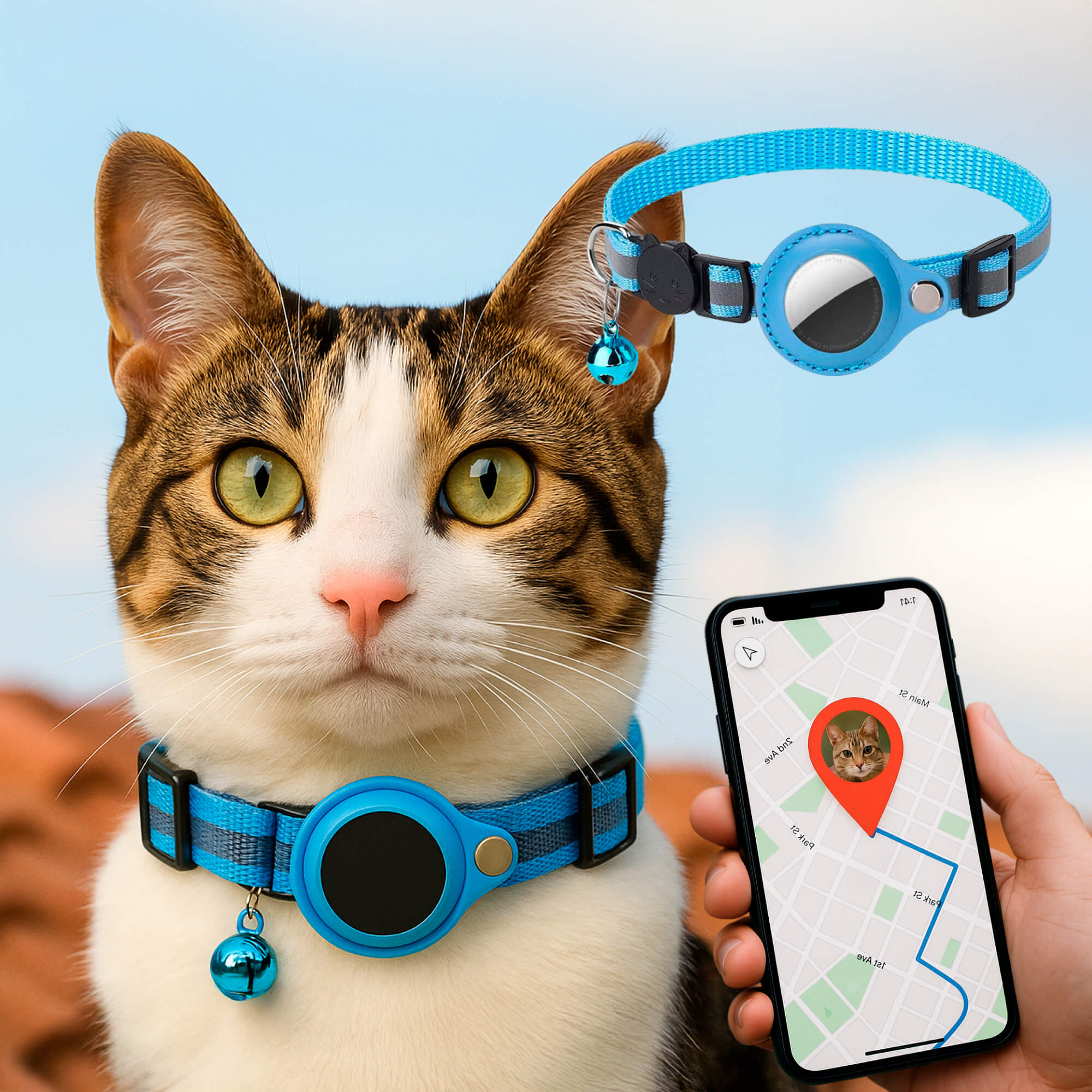 GPS Cat Tracker Collar with Quick Release, Reflective Design, Durable Nylon for Outdoor Safety and Comfort 9
