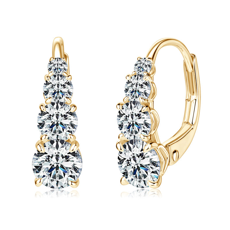 Gold Dangle Earrings with Four Stones – Elegant Jewelry for Every Occasion 0