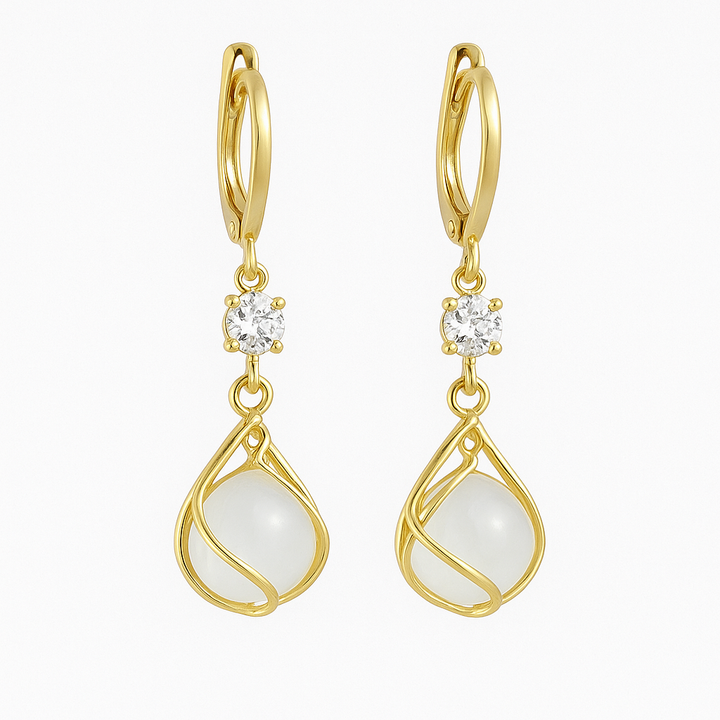 Gold Earrings with White Opal – Elegant Jewelry for Every Occasion 0