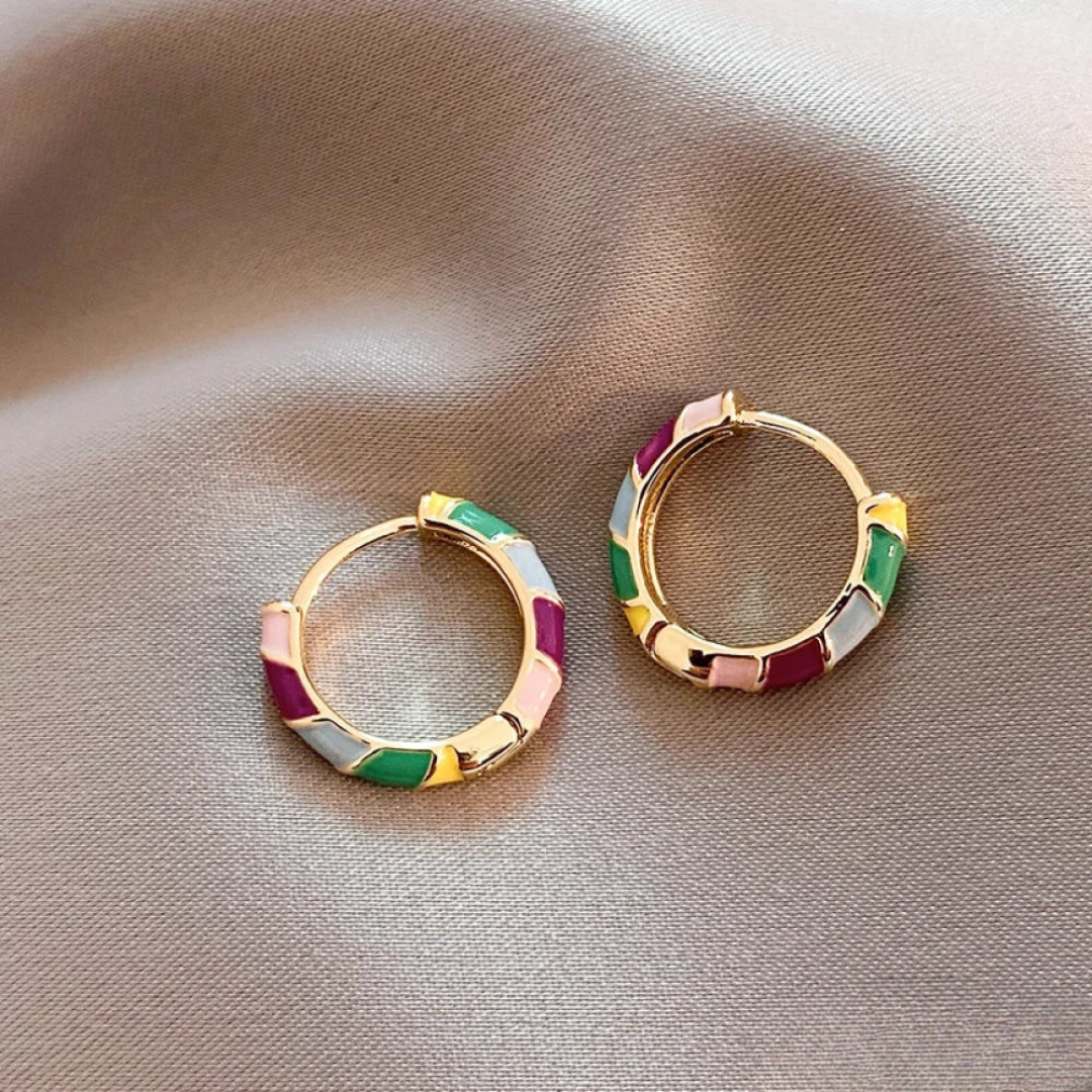 Gold enamel earrings for women – Elegant jewelry 1