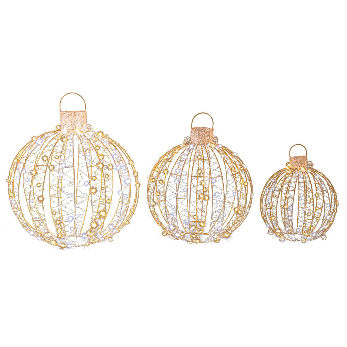 GoldenGlow – Set of 3 LED Christmas Ball Lights for Outdoor Decor 0