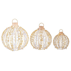 GoldenGlow – Set of 3 LED Christmas Ball Lights for Outdoor Decor 0