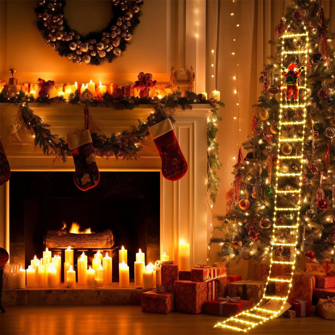 Golden Climb | Elegant LED Lighting for Festive Santa Display 4