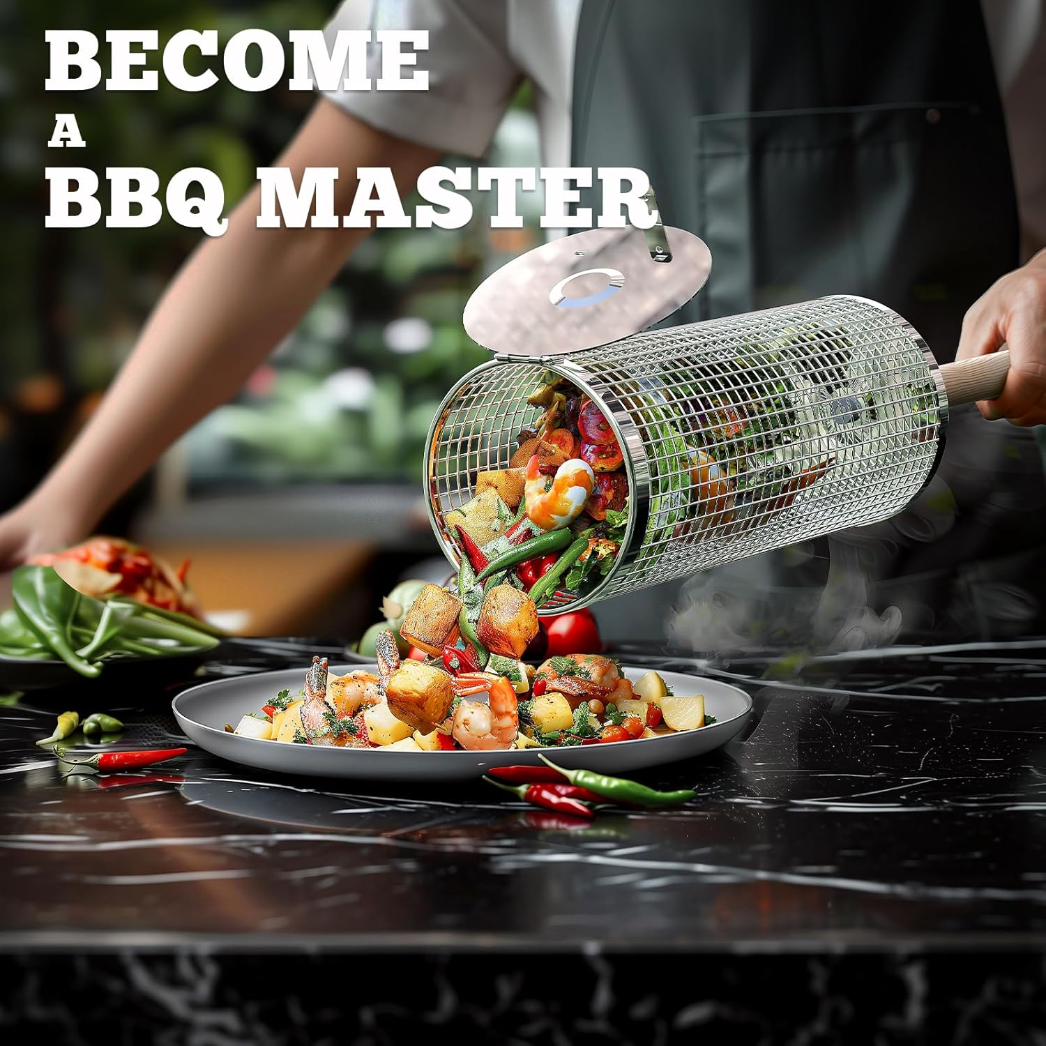 GrillPro | Stainless Steel BBQ Grill Basket for Outdoor Grilling and Easy Cleanup 2