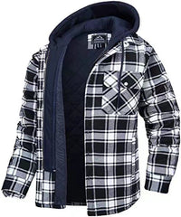 Men's Checked Jacket with Zipper Hood