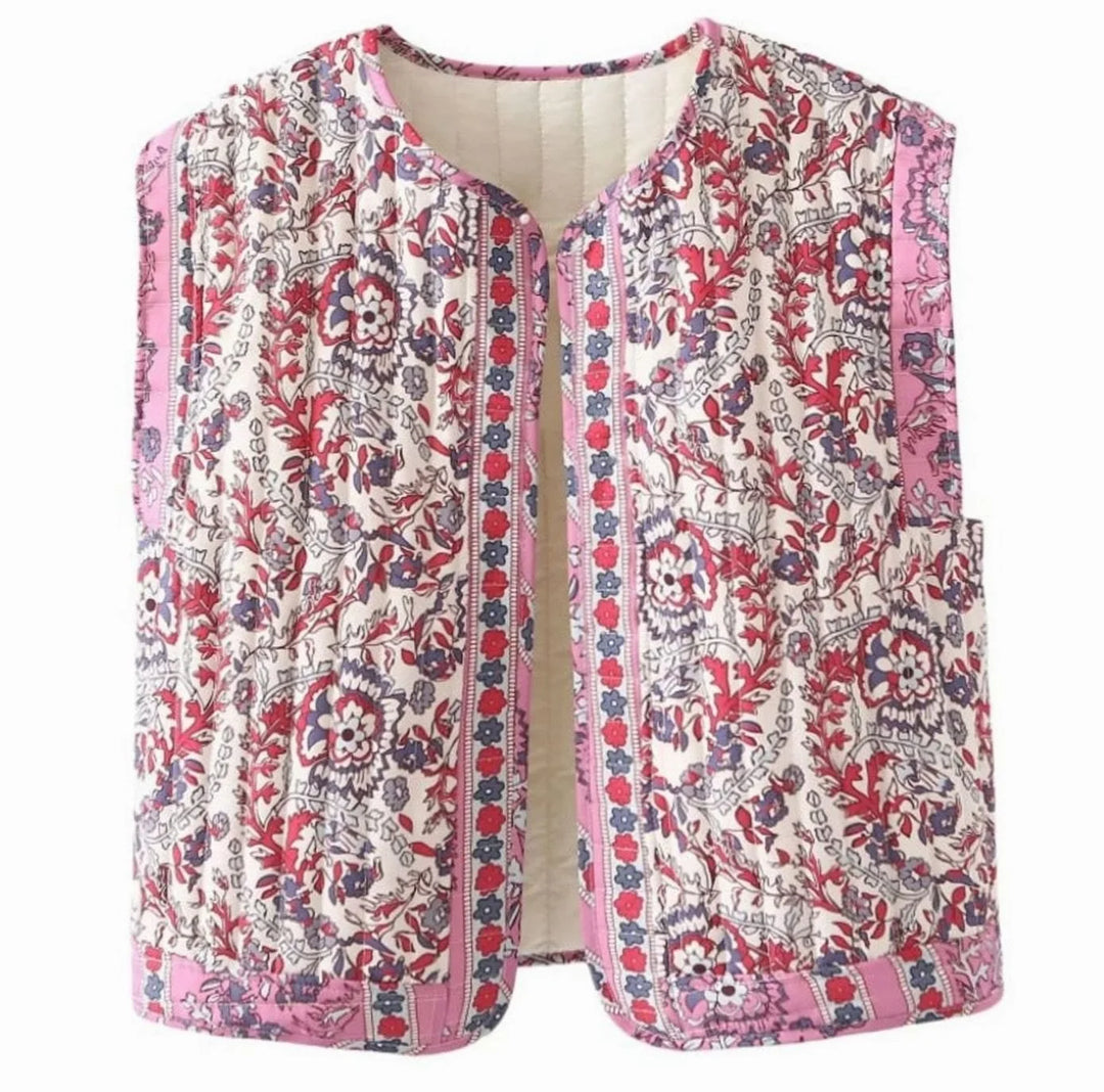 Hannah | Bodywarmer Damen gesteppte Blumen-Weste mit Seitentaschen 0