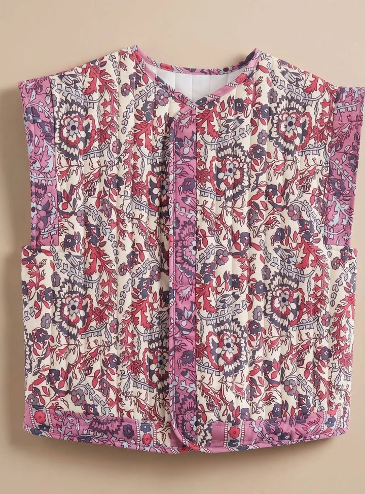 Hannah | Bodywarmer Damen gesteppte Blumen-Weste mit Seitentaschen 4