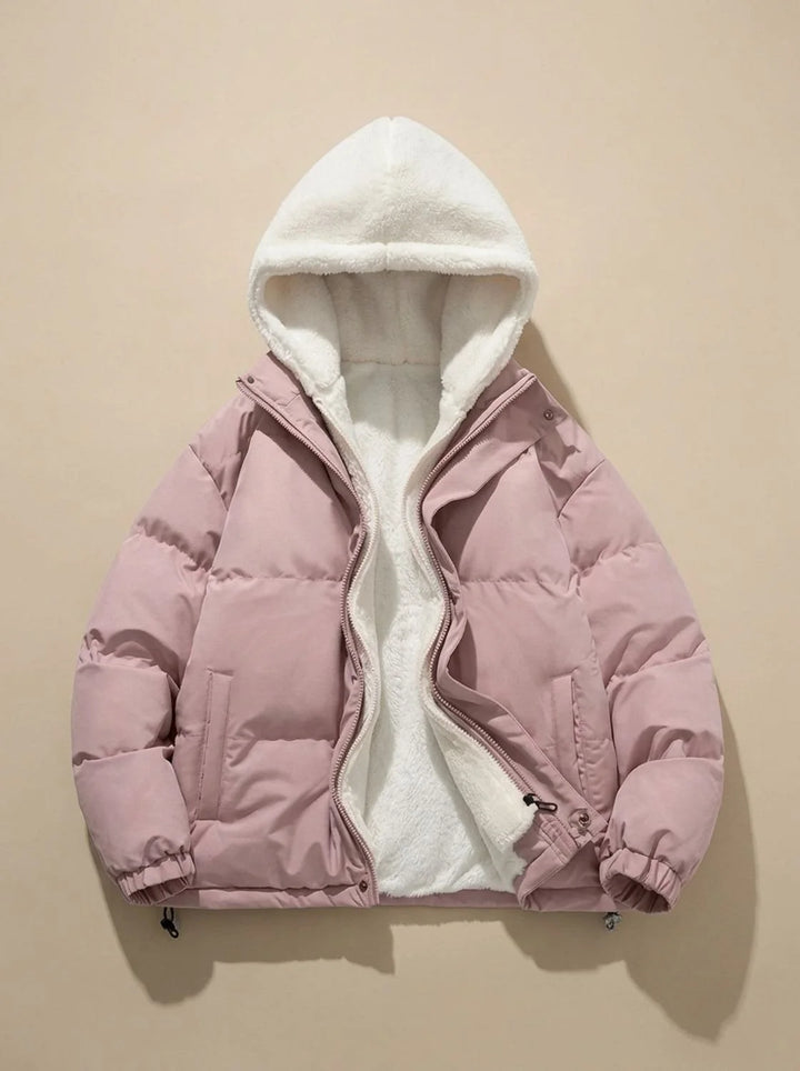 Hannah | Damen Daunenjacke mit Kapuze Sherpa-Fleece-Futter Winterjacke 5