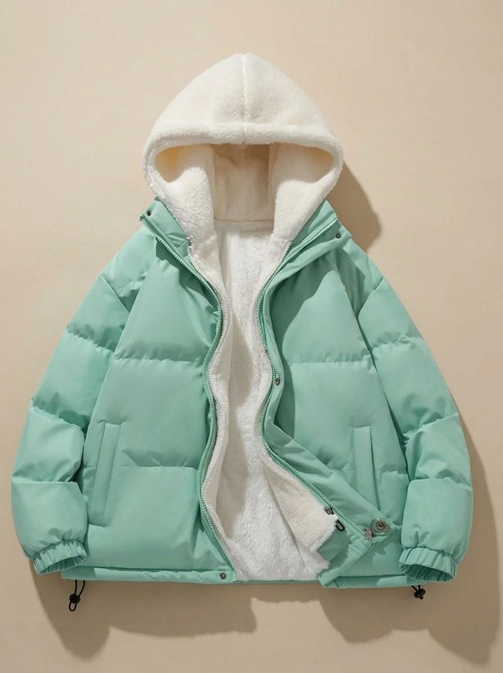 Hannah | Damen Daunenjacke mit Kapuze Sherpa-Fleece-Futter Winterjacke 9